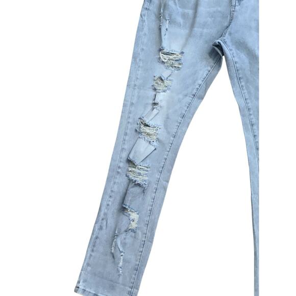 Mekool XXL Light Wash Distressed Skinny Blue Jeans NWT - Picture 5 of 9